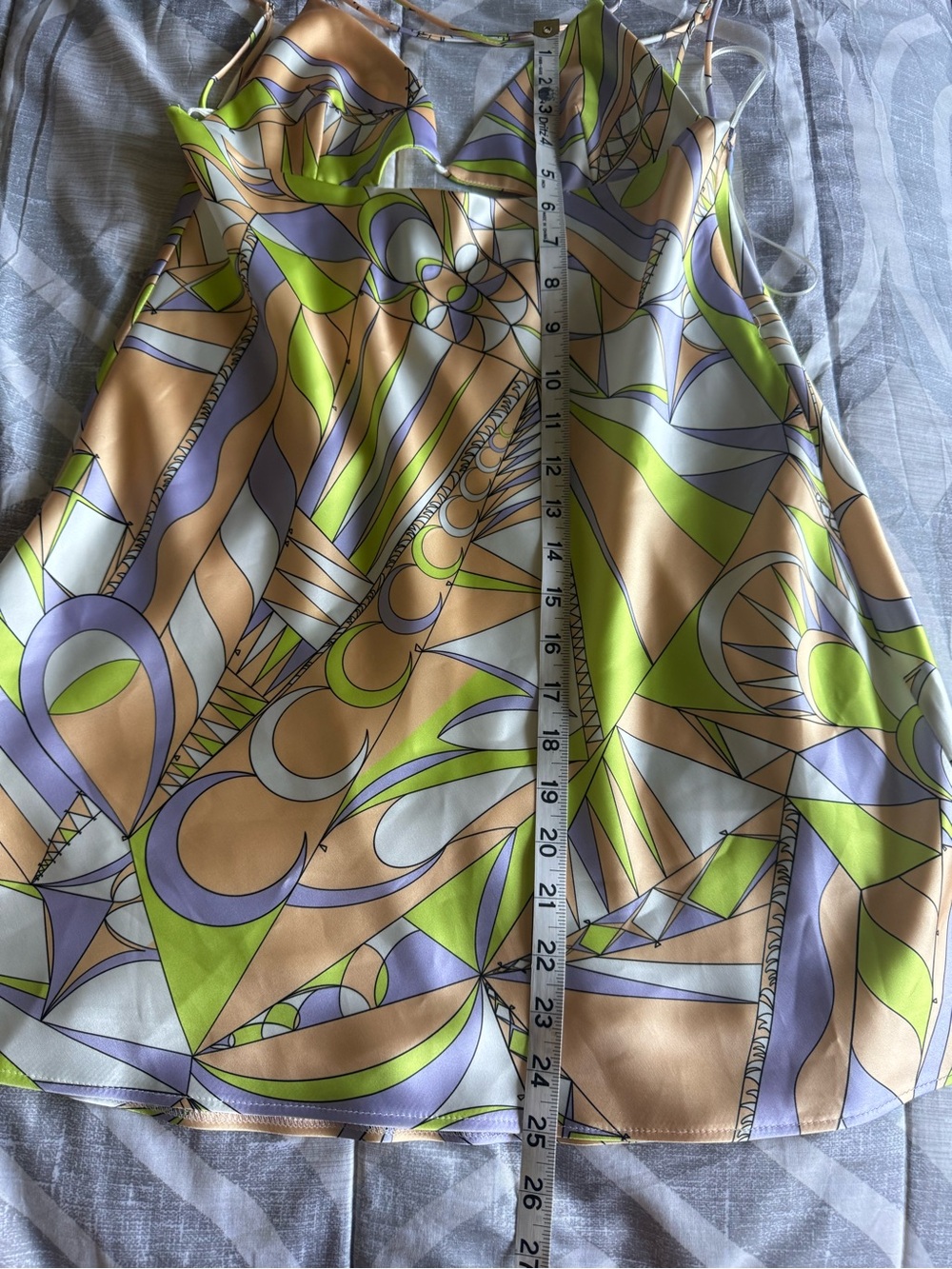 Zara Pastel Abstract Cutout Slip Mini Dress - Blue, Green, Cream - Picture 8 of 10